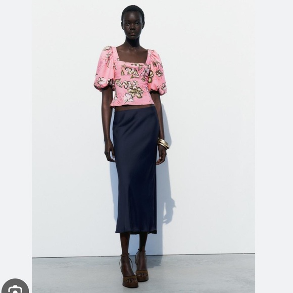 ZARA LINEN BLEND PRINTED TOP - Picture 5 of 7